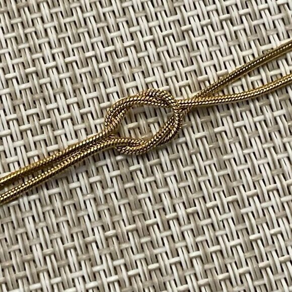 Neiman Marcus 14K Gold Plated Love Knot Dainty Snake Chain Infinity Bracelet - Picture 3 of 6